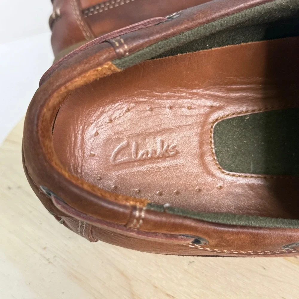CLARKS Men's Boat Shoes Two-Toned Leather Lace-Up Top-Siders Casual Size 13M